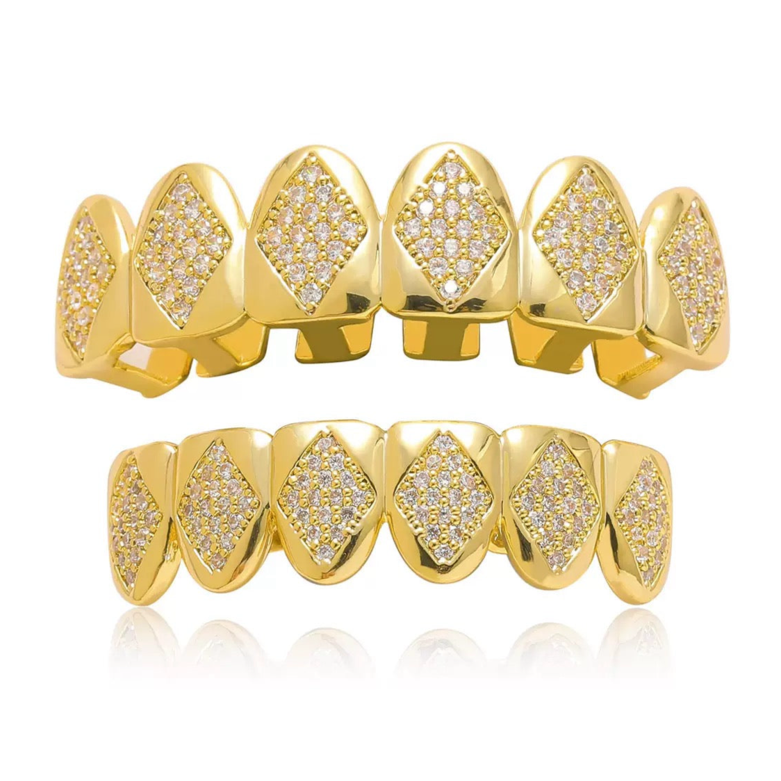 6/6 Diamond Panel ICED Grillz Set