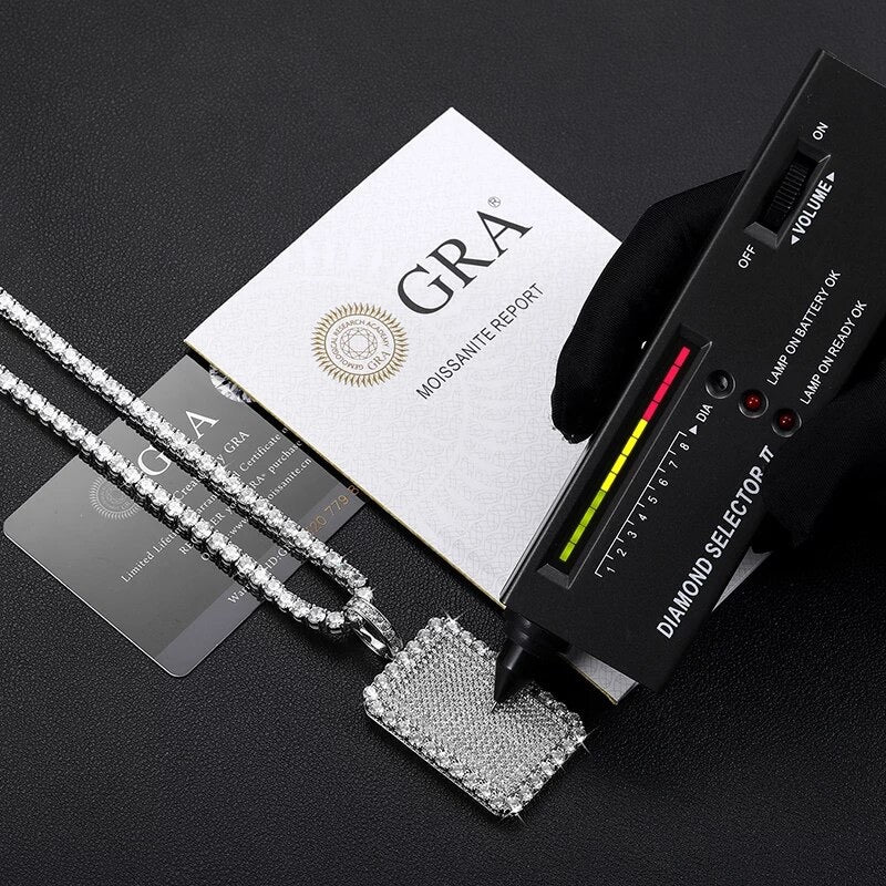 Zilveren Moissanite Diamanten Dog Tag