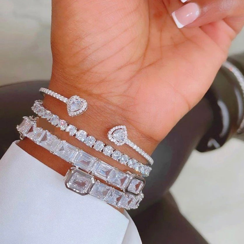 Jonc Deux Coeurs Scintillants