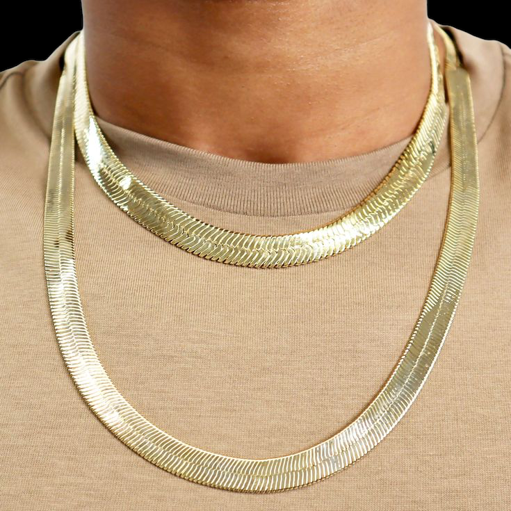 11mm Gold Plated Herringbone Ketting