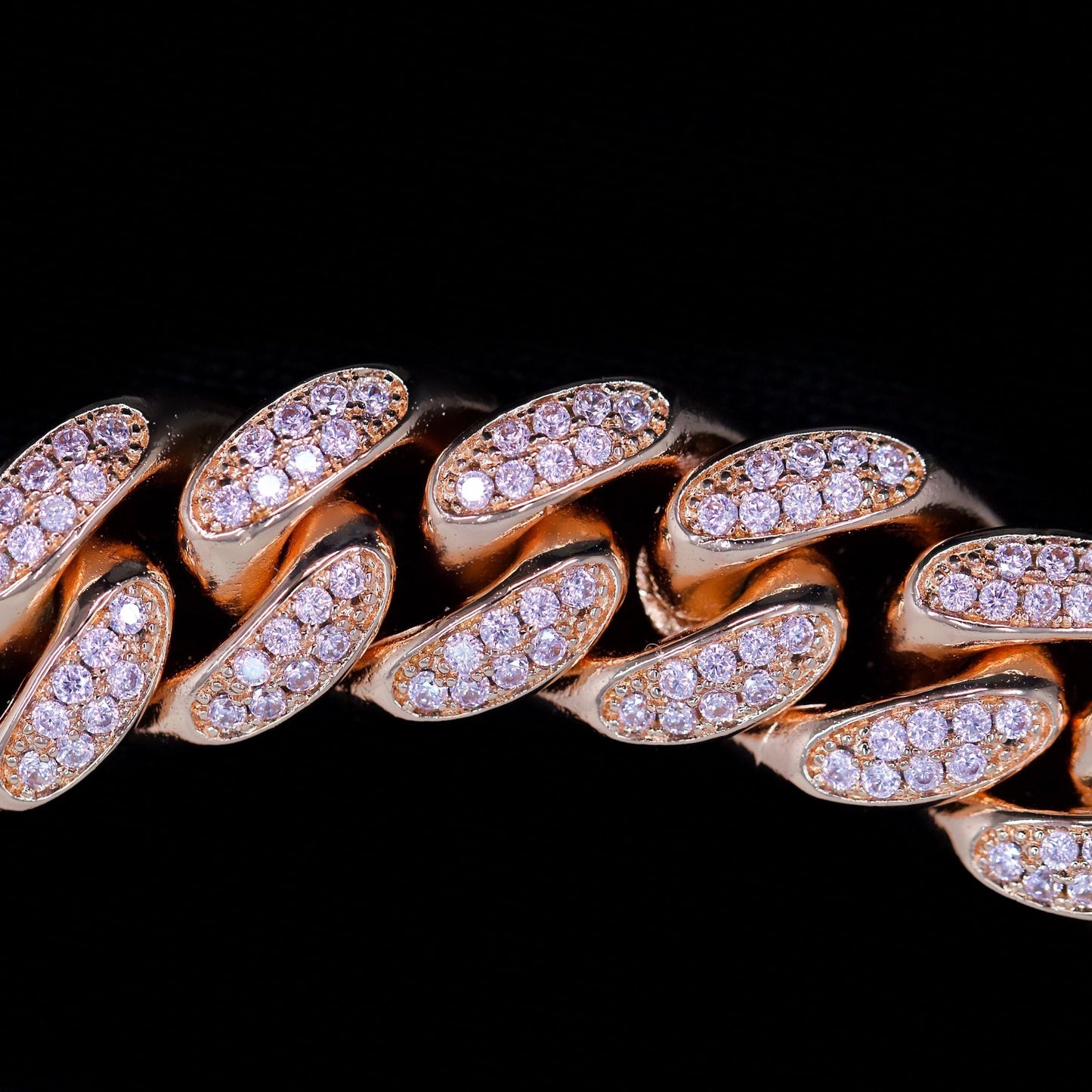 Collier Cubain Miami Iced Out Rosé 12 mm