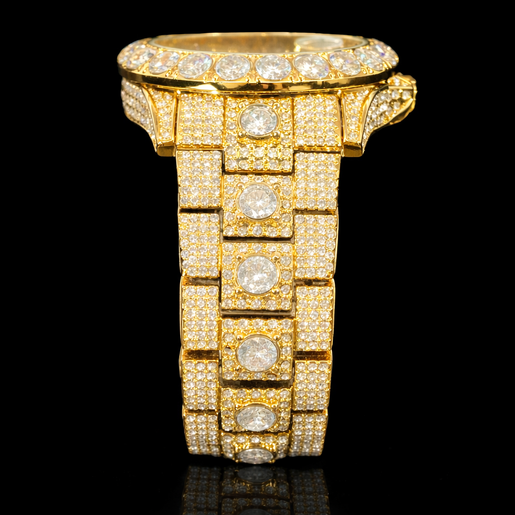 Prestige Date 42mm – Fully Iced Goud Verguld Horloge