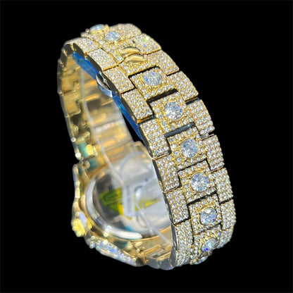 Sunburst Date 45mm – Fully Iced Goud Verguld Horloge