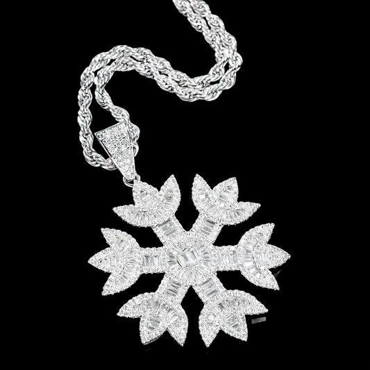 Snowflake iced out diamond pendant 