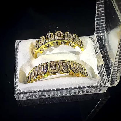 8/8 Premium Gold plated ICED Baguette Grillz