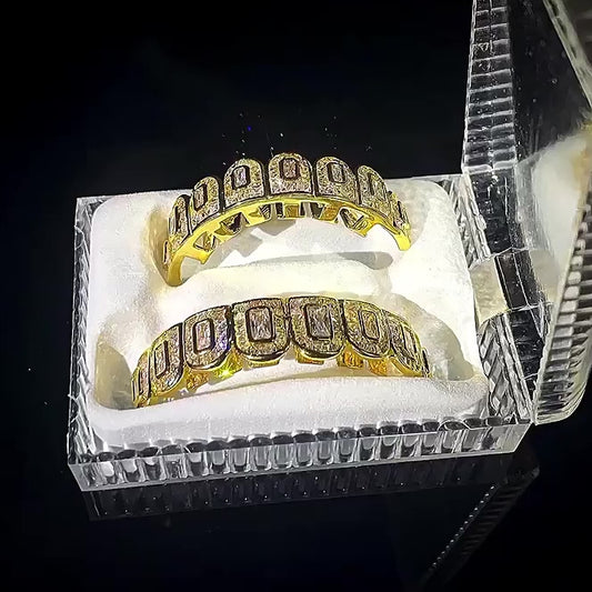 8/8 Premium ICED Baguette Grillz – Gold Plated