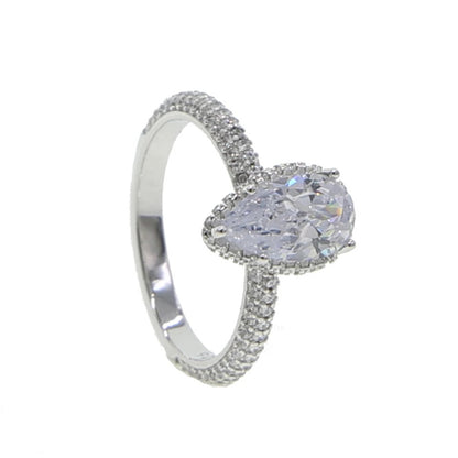 Verlovingsring met peervormige diamant | 925 Zilver