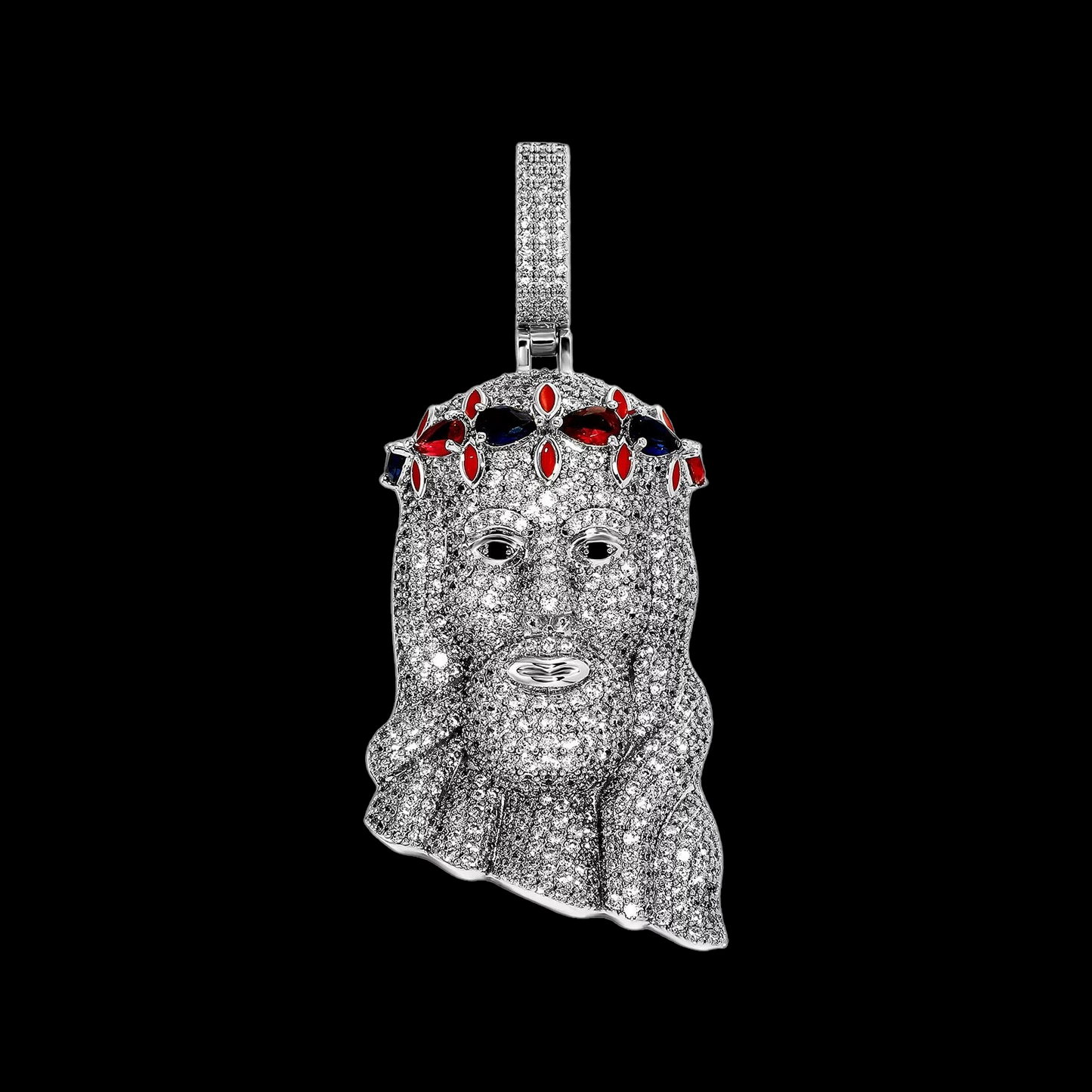 Jesus Pendant with Ruby and Sapphire stones