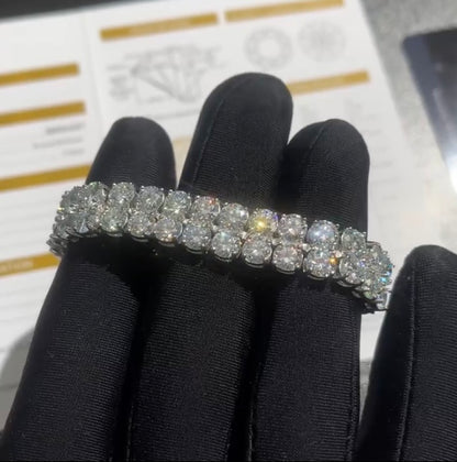Bracelet Tennis Diamant Moissanite Argent Double Rang 8mm